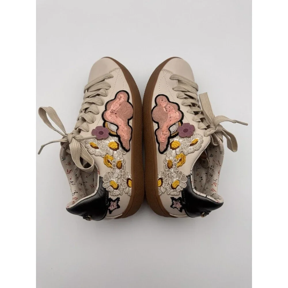 Coach Low Top Sneaker with Cloud Patches & Rexy Tea Rose Size 9.5B Women’s - Picture 9 of 14
